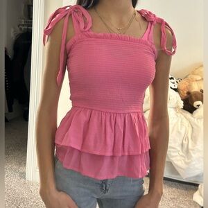 Blu Pepper Pink Tie-Shoulder Blouse